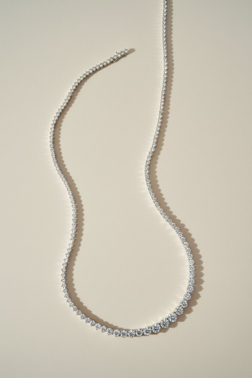 20CT Graduated Three Prong Tennis Necklace